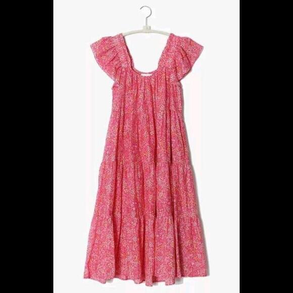 Xirena Larken Dress Size L NWT Pink Flora Ditsy Floral Print Midi Cotton Silk - Picture 3 of 12